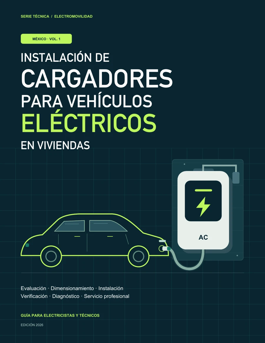 Portada del manual de instalación de cargadores para vehículos eléctricos en viviendas, México, volumen 1